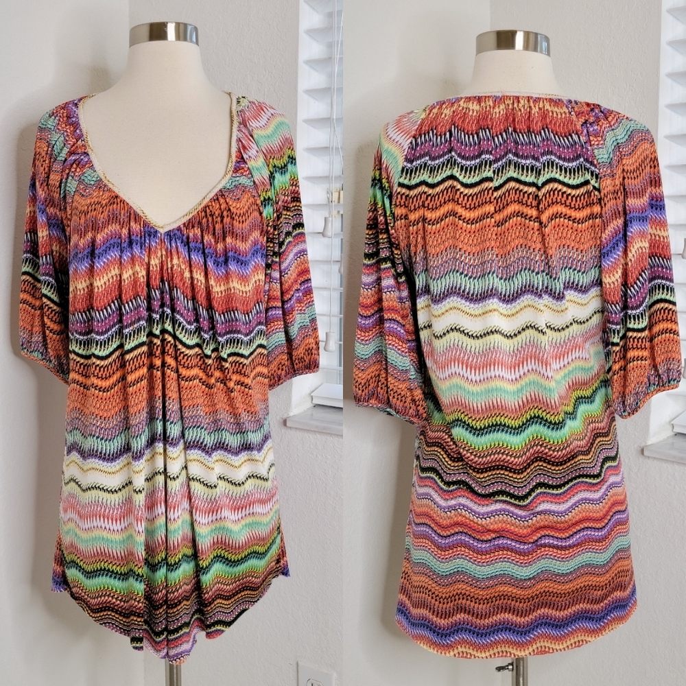 T-BAGS LOS ANGELES Multi-Colored V-Neck Dress XS.